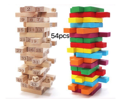 2 X Torre De Madera, 54 Piezas Juego Educativo Yenga Grandes