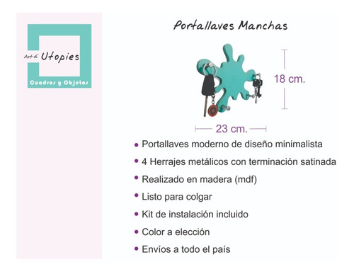 Imagen 5 de 7 de Porta Llaves Minimalistas De Pared Modernos Diseños Llavero