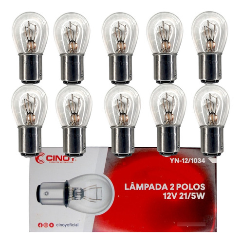 Caixa Com 10 Lampadas 2 Polos 12v 1034 Pino Desencontrado