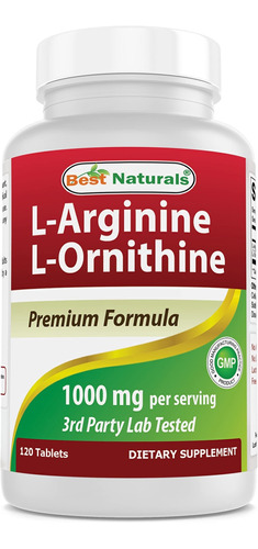 Best Naturals L-arginina L-ornitina -  Mg Por Porción - 12.