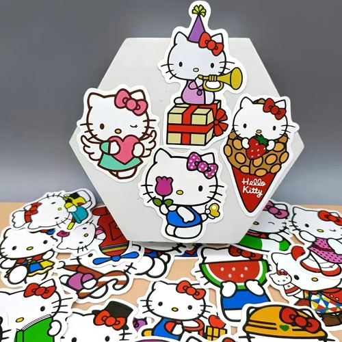 50 Etiquetas Stickers Calcomanías Hello Kitty Surtidos