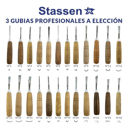 3 Gubias Y Formones Stassen Linea Profesional Serie 2100