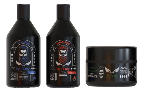 Kit Men Completo Shampoo Barba Cabelo E Pomada Fixadora 3 Un