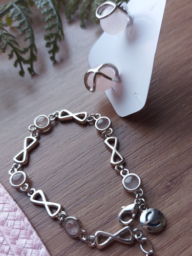 Imagem 5 de 5 de Pulseira Infanto Juvenil Infinito Mimos Da Mia Quartzo Rosa
