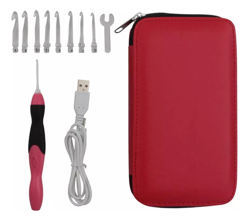 Ganchos Ganchillo Con Luz Led 9en1 Usb Tejido Artesanal Diy