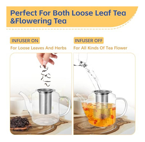 Tetera De Cristal Borosilicato Con Infusor, 800 Ml / 27 Oz,