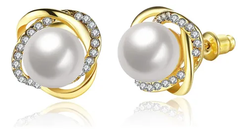 comprar Aretes De Perla Para Mujer Aretes De Perlas De Circón Cúbico