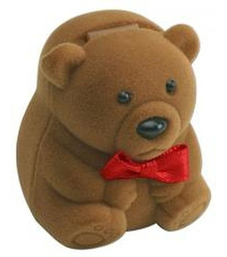 Caixa De Veludo Modelo Urso Infantil Para Par Brincos / Anel