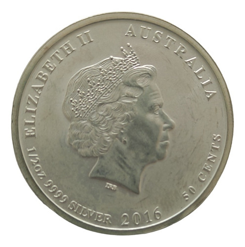 Moneda De Plata Elizabeth Ii Australia 2016, 1/2 Oz, 50 Cent