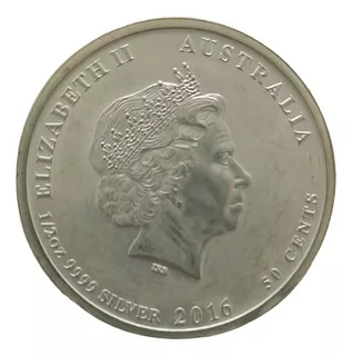 Moneda De Plata Elizabeth Ii Australia 2016, 1/2 Oz, 50 Cent