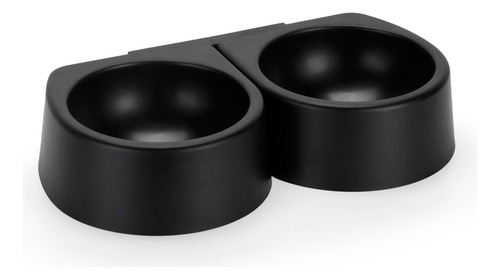 Comedouro Duplo Elevado De Parede Com Fita Dupla Face Pra Cachorro E Gato - Arthi Preto