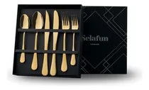 Comprar Juego De Cubiertos Selafun Gold, Juego De Cubiertos De Ac...