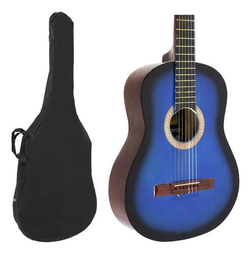 Guitarra Criolla Clasica De Estudio Azul + Funda De Regalo