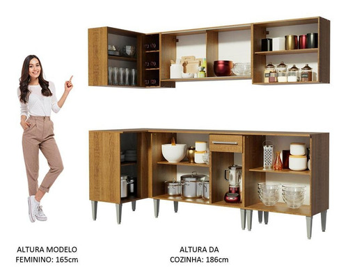 Mueble de cocina de esquina Madesa Emilly Point, cristal de color rústico