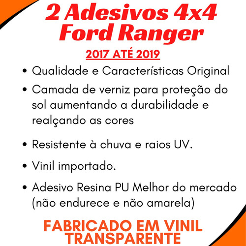 Par Adesivos Emblema Lateral 4x4 Ranger 2017/2019