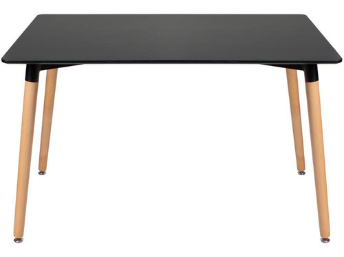 Kit Mesa Jantar Eames Retangular 120 X 80 Cm 4 Cadeiras Dsw Cor da tampa Mesa preto com cadeiras cinza claro