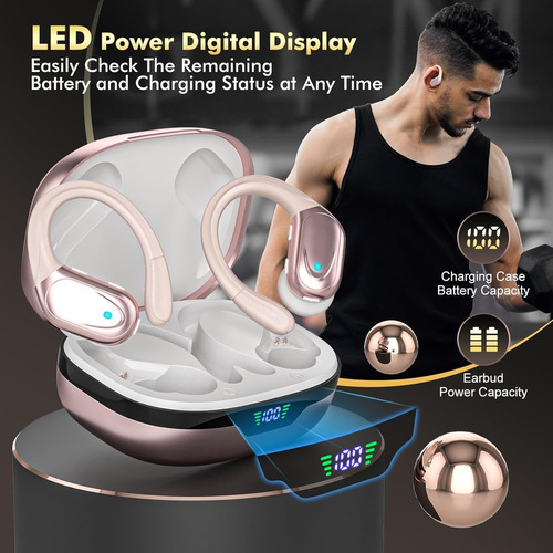 Auriculares Inalámbricos Bluetooth De Reproducción De 80hs Oro Rosa