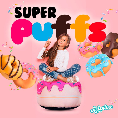 Imagen 2 de 10 de Puff Dona Donut Gigante Simpson Hombre Mujer Niños Fiaca Xl