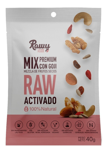 Mix Raw De Frutos Secos Activados 40g ,sin Gluten Y Veganos.