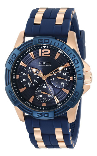 Reloj Hombre Guess U0366g4 Cuarzo 43mm Pulso Azul En