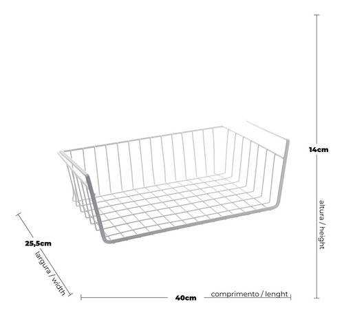 Imagem 6 de 6 de Kit 2 Cesta Organizadora/prateleira De Metal Branco 40cm