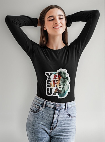 Polera Larga Dama Cristiana Yeshua Leon Estampado