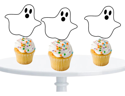 Halloween Fantasmas Cupcake Toppers Para Muffins X10