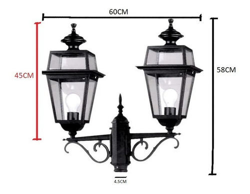 Imagen 2 de 5 de Farol 2 Luces City Fundicion Aluminio Negro P/ Columna Led