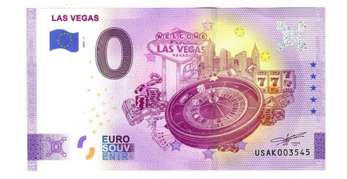 Billete 0 Cero Euro Souvenir Las Vegas U S A 2021