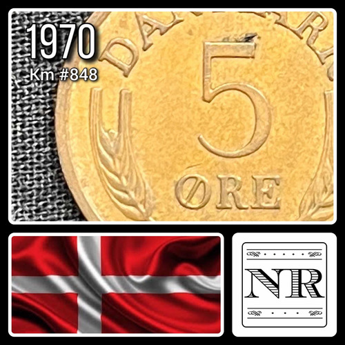 Dinamarca - 5 Ore - Año 1970 - Km #848 - Monograma