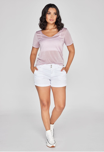 Short Tiro Alto Basico  Blanco Stop Jeans