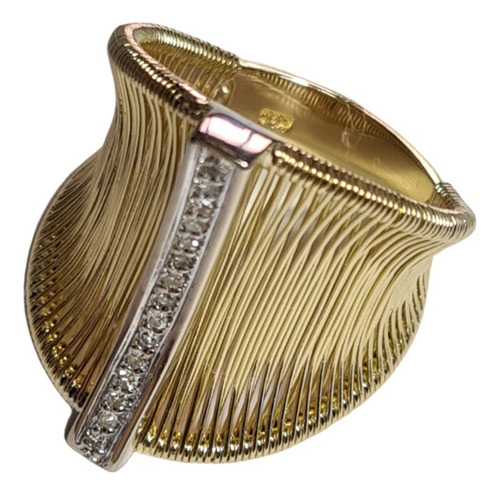 Anel Vazado Ouro 18k Com Brilhantes Cod 44081