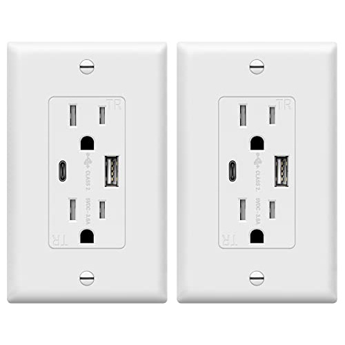 Usb Outlet, Type C Usb Wall Charger Outlet, 15 Amp Tamp...