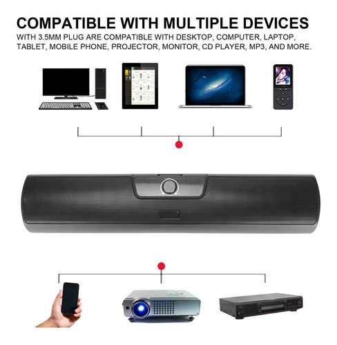 Bocina De Barra De Sonido Usb Montaje En Pared Estéreo Con