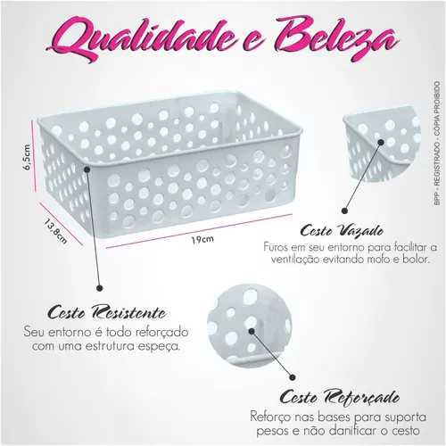 Kit 6 Cesta Organizadora Rattan Gaveta Armário Bebe Comoda