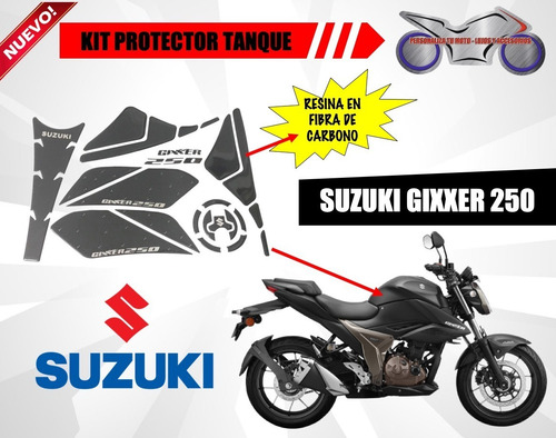 Imagen 3 de 9 de Kit Protector Tanque Stop Grip Suzuki Gixxer 250 Nkd (fibra)