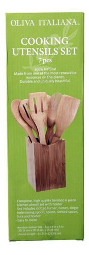 Juego De Utensilios De Cocina De Bambú, 7 Piezas