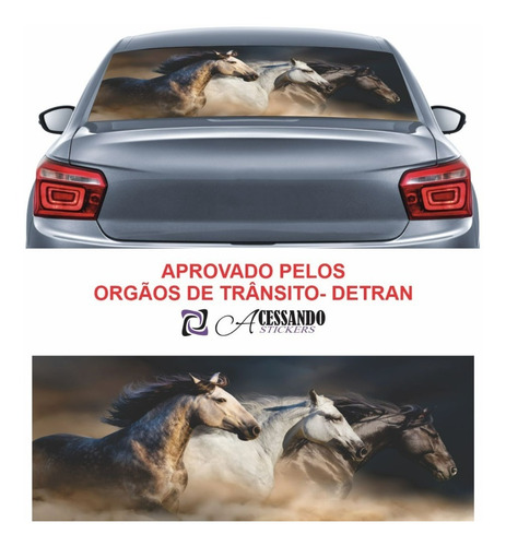 Imagem 5 de 5 de Adesivo Perfurado Vidro Carro Suv Caminhonete Cavalo Haras