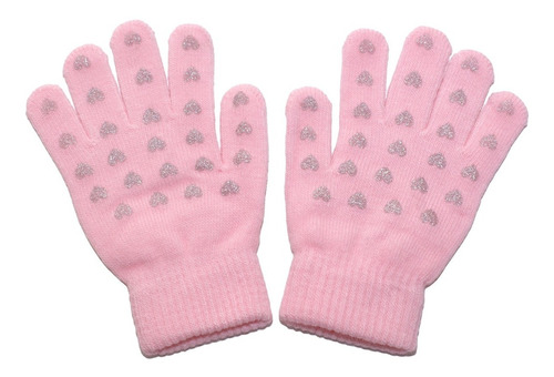 Guantes Térmicos Nena Corazón Glitters Lana Línea Importada