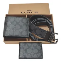 Comprar Cartera Y Cinturón + Tarjetero Coach Billetera Larga Elegant Negro\u002Fgris Billetera Juvenil, Billetera Larga, Cartera Casual,cartera Con Monograma, Cartera Juvenil, Cartera Plegable,