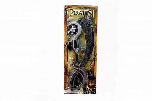 Set De Piratas Espada Parche Garfio Silbato Colar X Disfraz