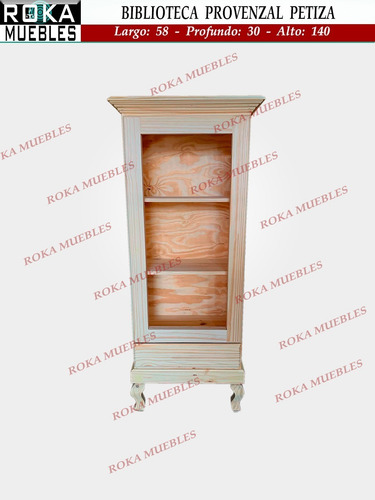 Imagen 7 de 9 de Biblioteca Provenzal Baja Con Puerta Pino 73x30x140