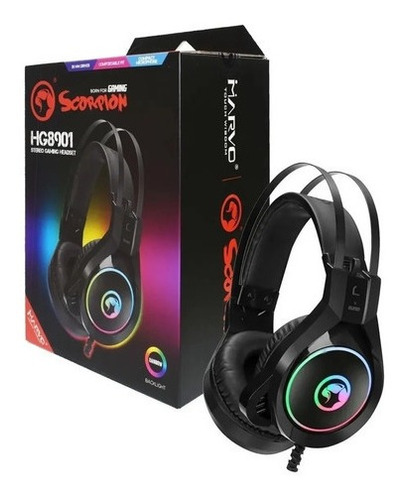 Auriculares Gamer Marvo Scorpion Hg8901 Led Rgb Color Negro