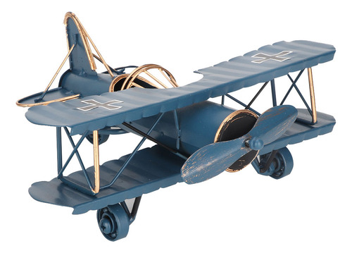 Avión Forjado Vintage Modelo Biplano De Hierro Para