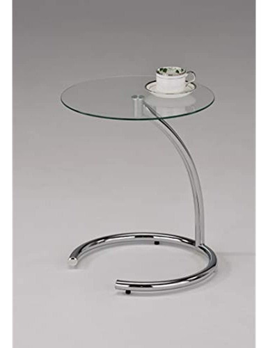 Kings Brand Chrome Con Vidrio Moderno Acento Lateral Mesa