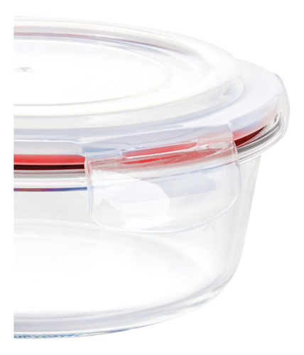 Set 4 Piezas Contenedor Hermetico Redondo Chico Rojo 400 Ml Transparente
