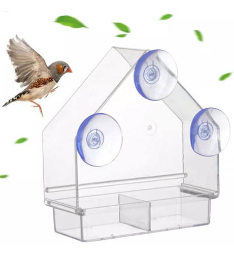 Comedero Para Pájaros Con Ventana En Forma De Casa Para Jard