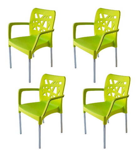 Set De 4 Sillones De Diseño Patas Cromadas Cocina, Comedor