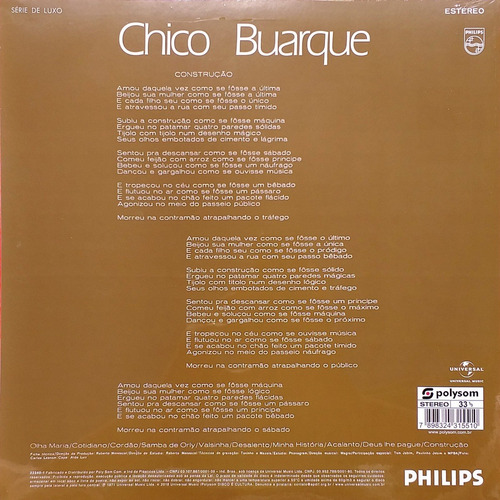 Lp Chico Buarque - Construção (2018) Lacrado