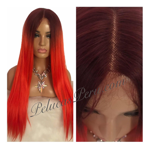 Peluca Aspecto Natural Encaje Roja Lace Cabello Extensiones